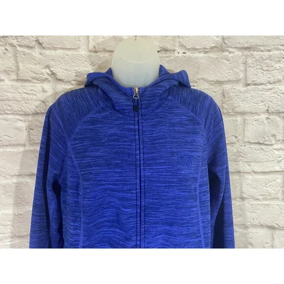 The North Face Fleece Jacket Womens Large Cobalt Zipper Hood Pockets - Picture 6 of 15